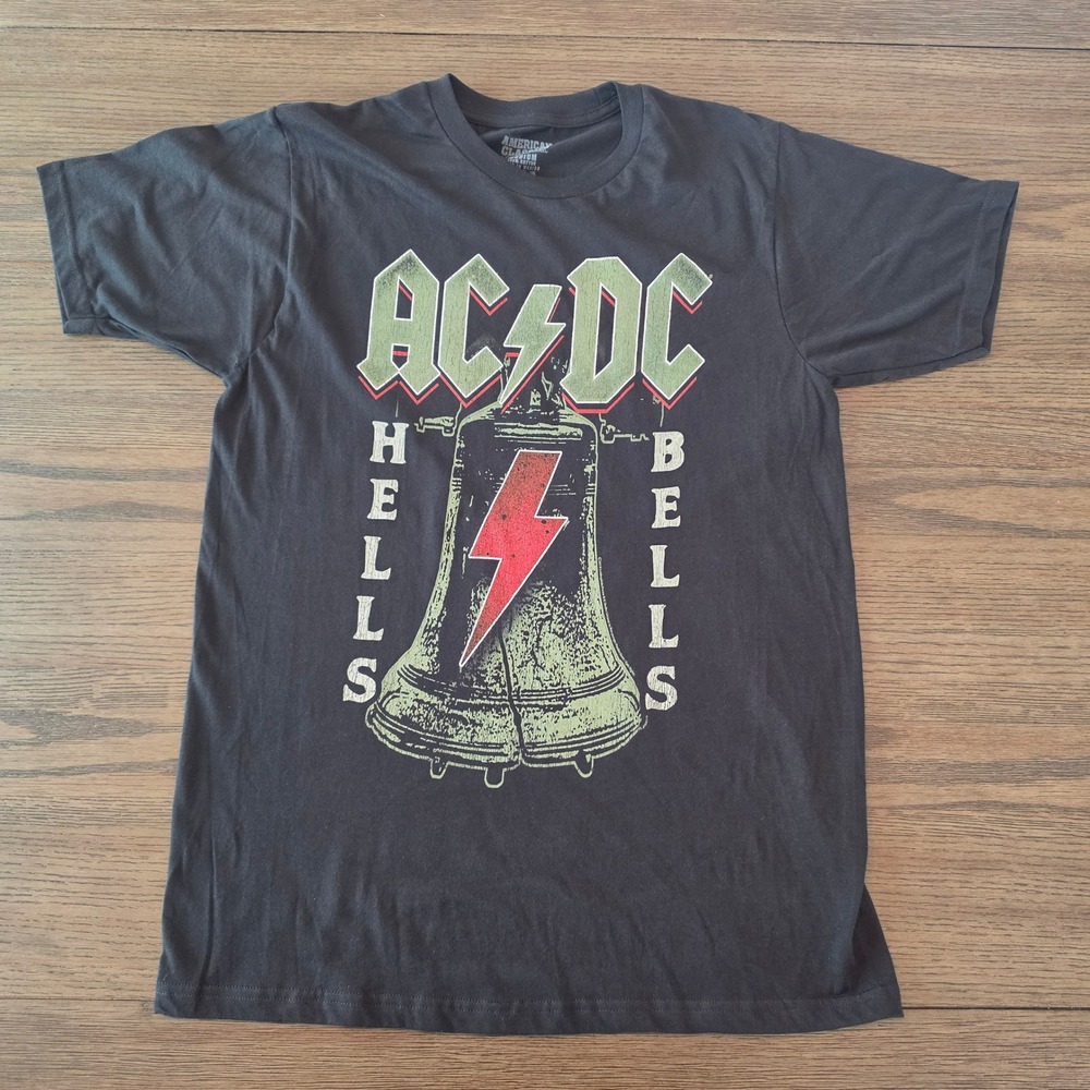 AC/DC Hells Bells Graphic T-Shirt Black Cotton Mens Medium NWOT